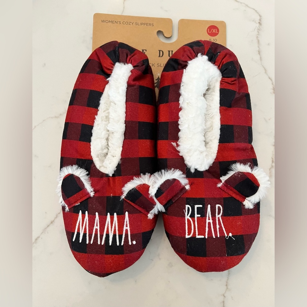 NWT Rae Dunn Womens Slippers Packable “Mama Bear”
